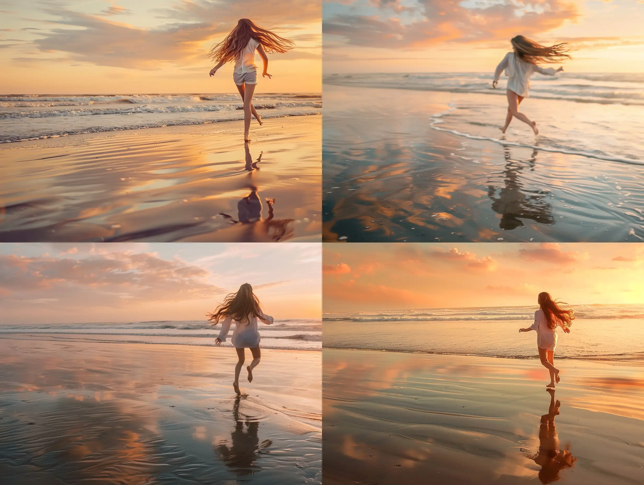 Joyful-Woman-Running-on-Beach-at-Sunset