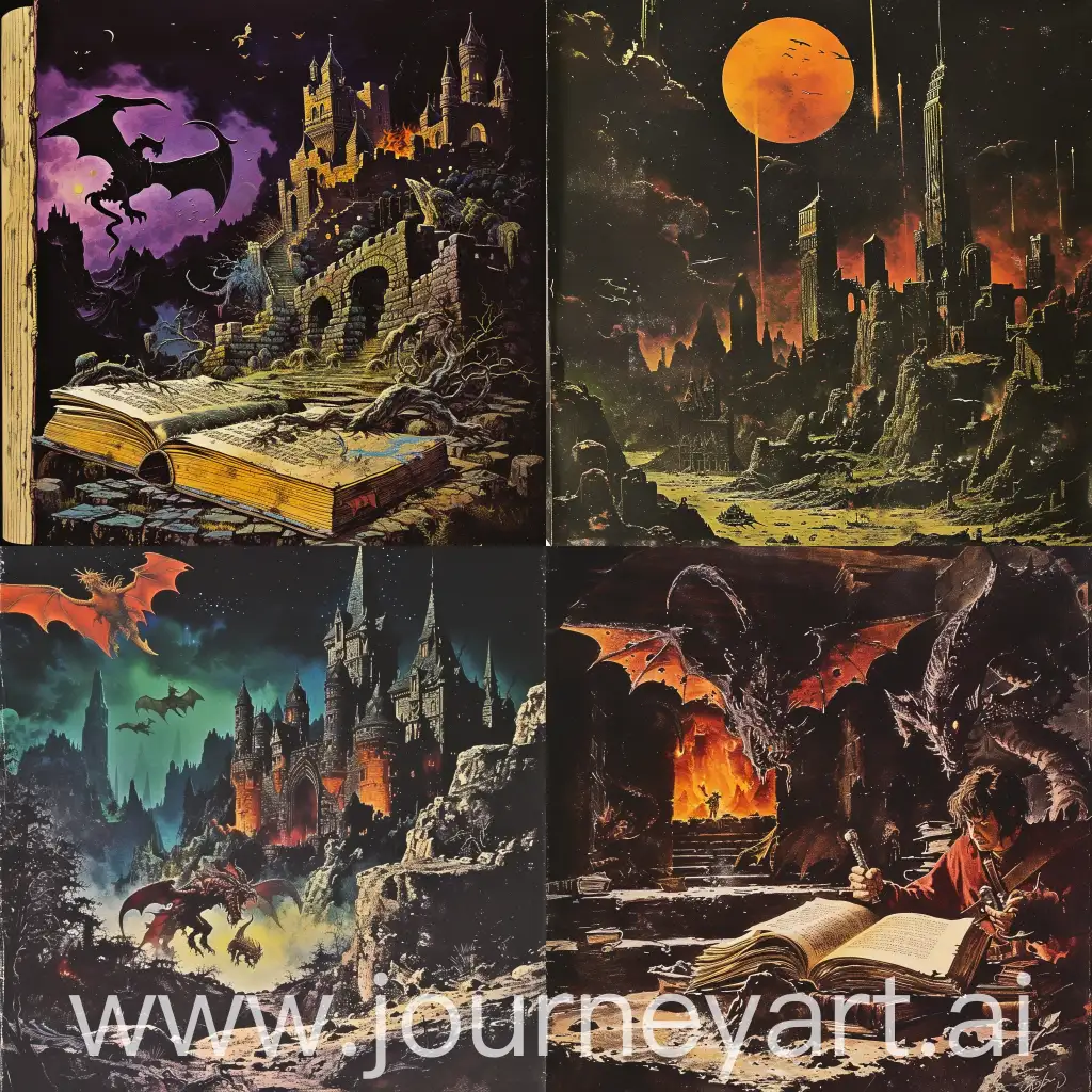 1970s-Dark-Fantasy-Book-Cover-Dungeons-and-Dragons-Style-Paper-Art