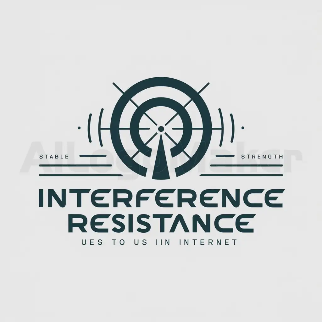 a logo design,with the text "interference resistance", main symbol:radar, antenna,Moderate,be used in Internet industry,clear background