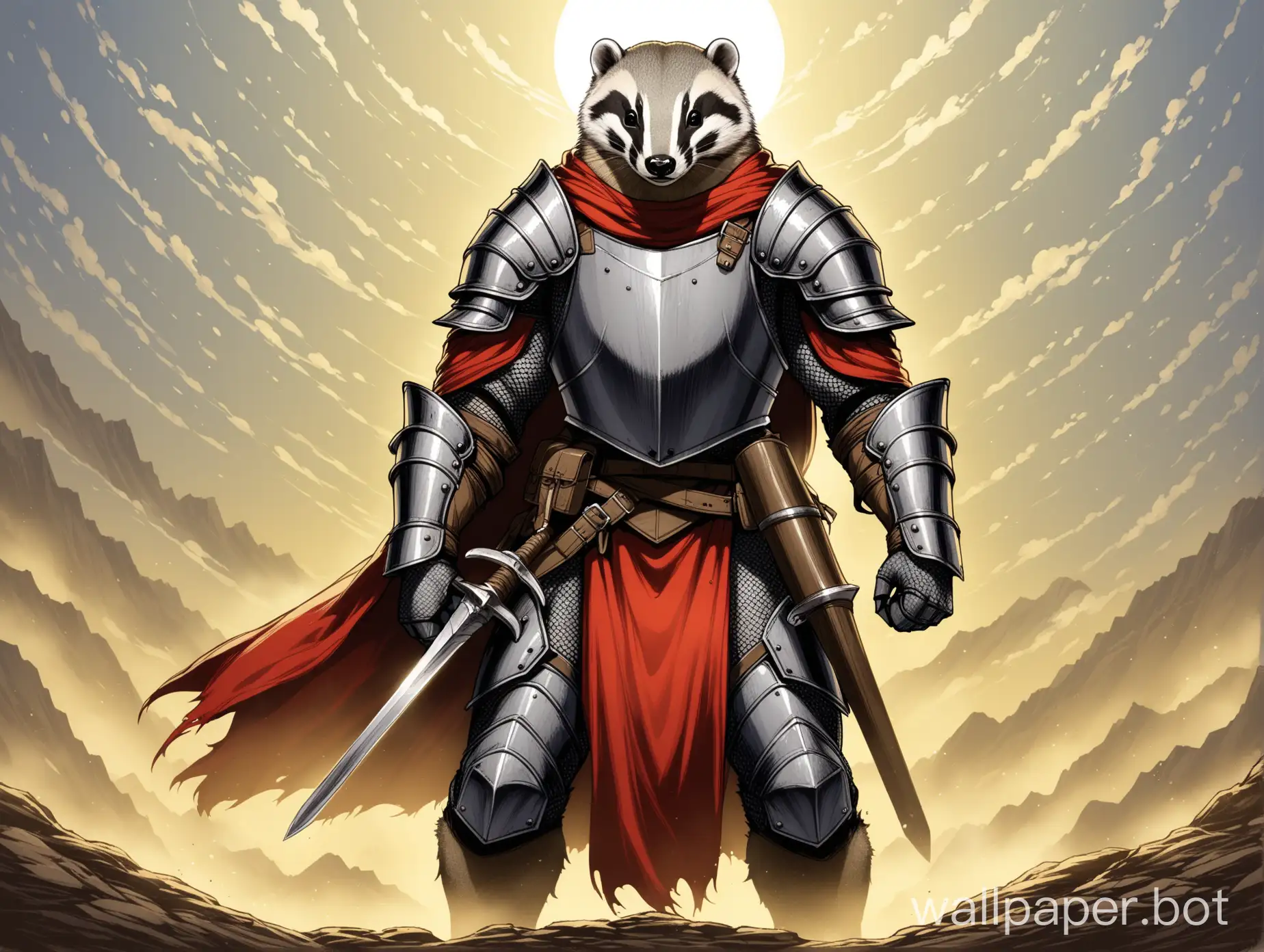 Fantasy-Artwork-of-an-American-Badger-Knight-in-Medieval-Armor