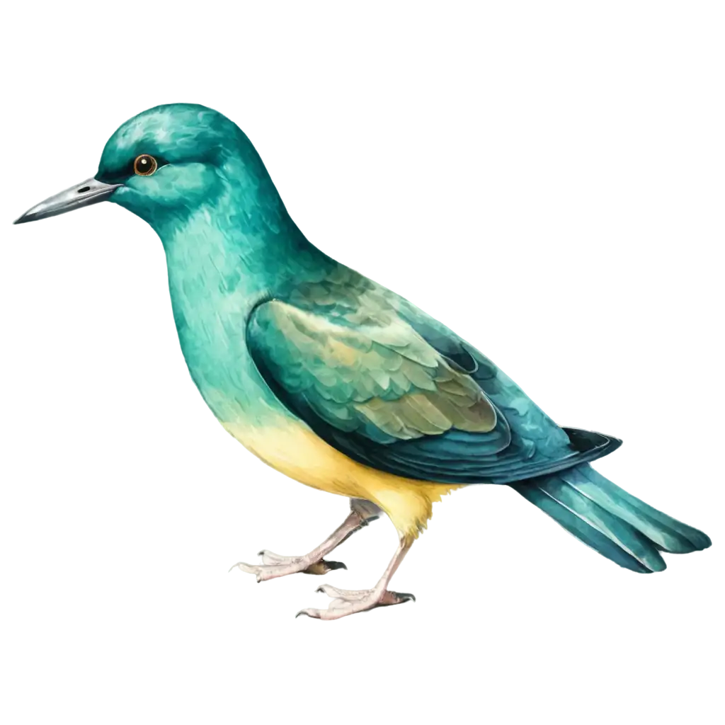 Funny-Teal-Bird-Watercolor-PNG-Delightful-Avian-Artwork-for-Digital-Platforms