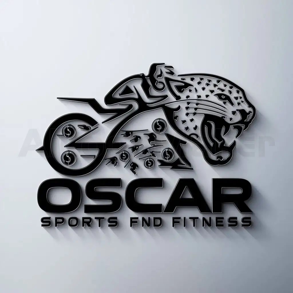 a logo design,with the text "Oscar", main symbol:Moto and dollars and jaguar,complex,be used in Sports Fitness industry,clear background