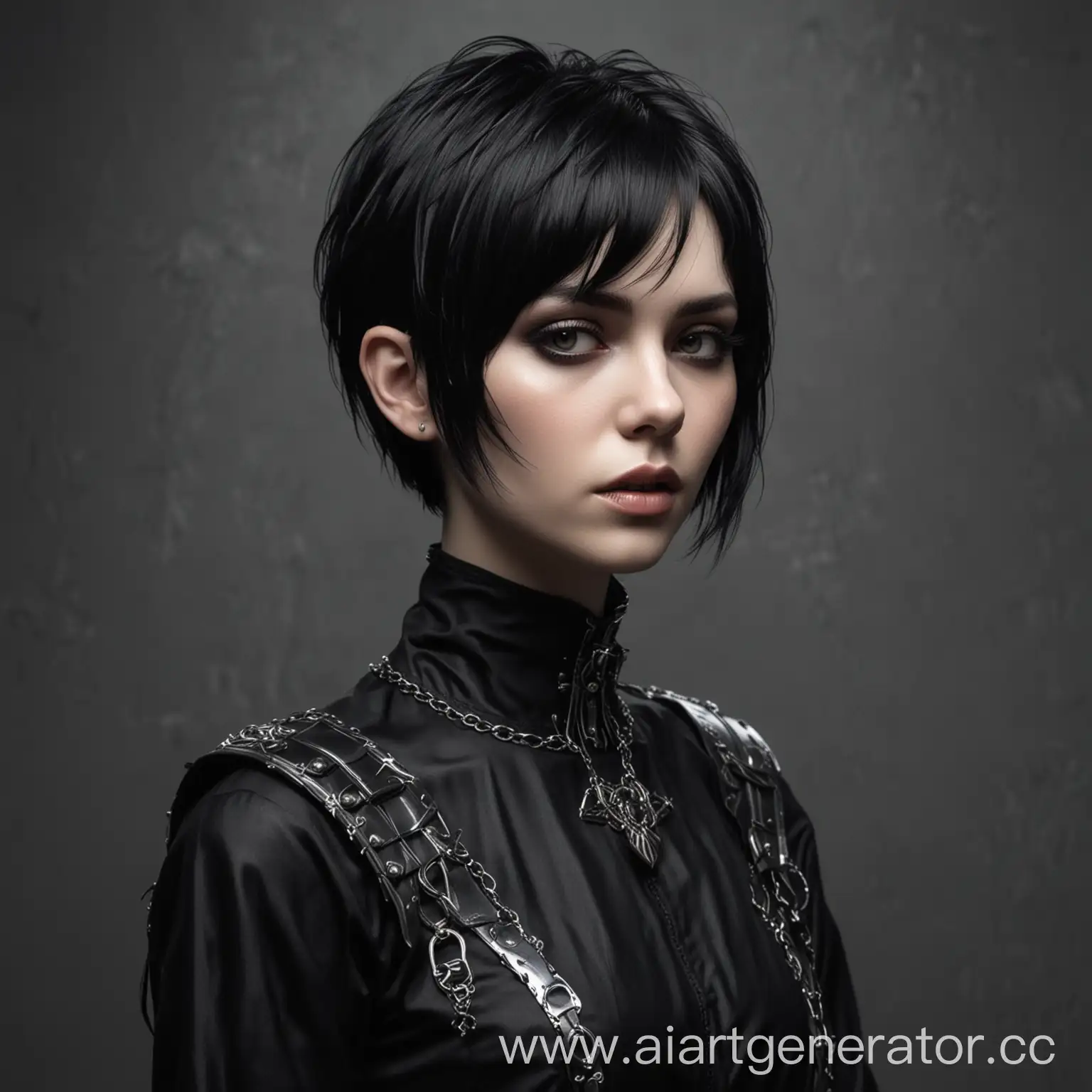 Edgy-Black-Metal-Style-Feminine-Character-with-Short-Hair