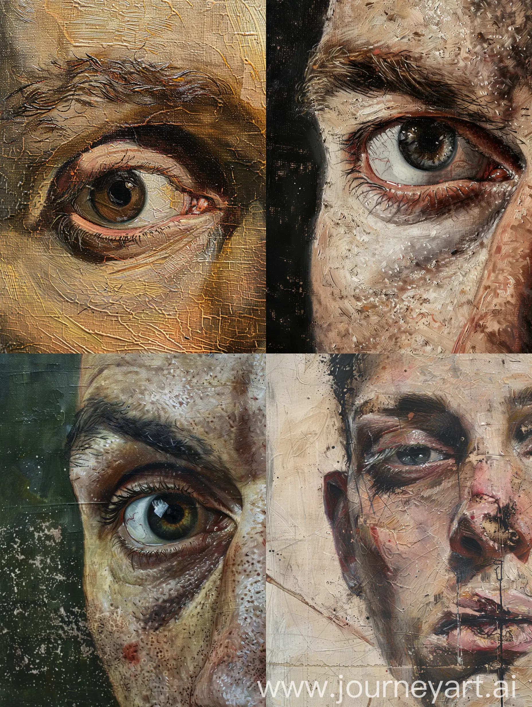 portrait, man, oil painting, grainy painting, empty eye, minimalist avant garde drawing, many details, Diego Velazquez, UHD 