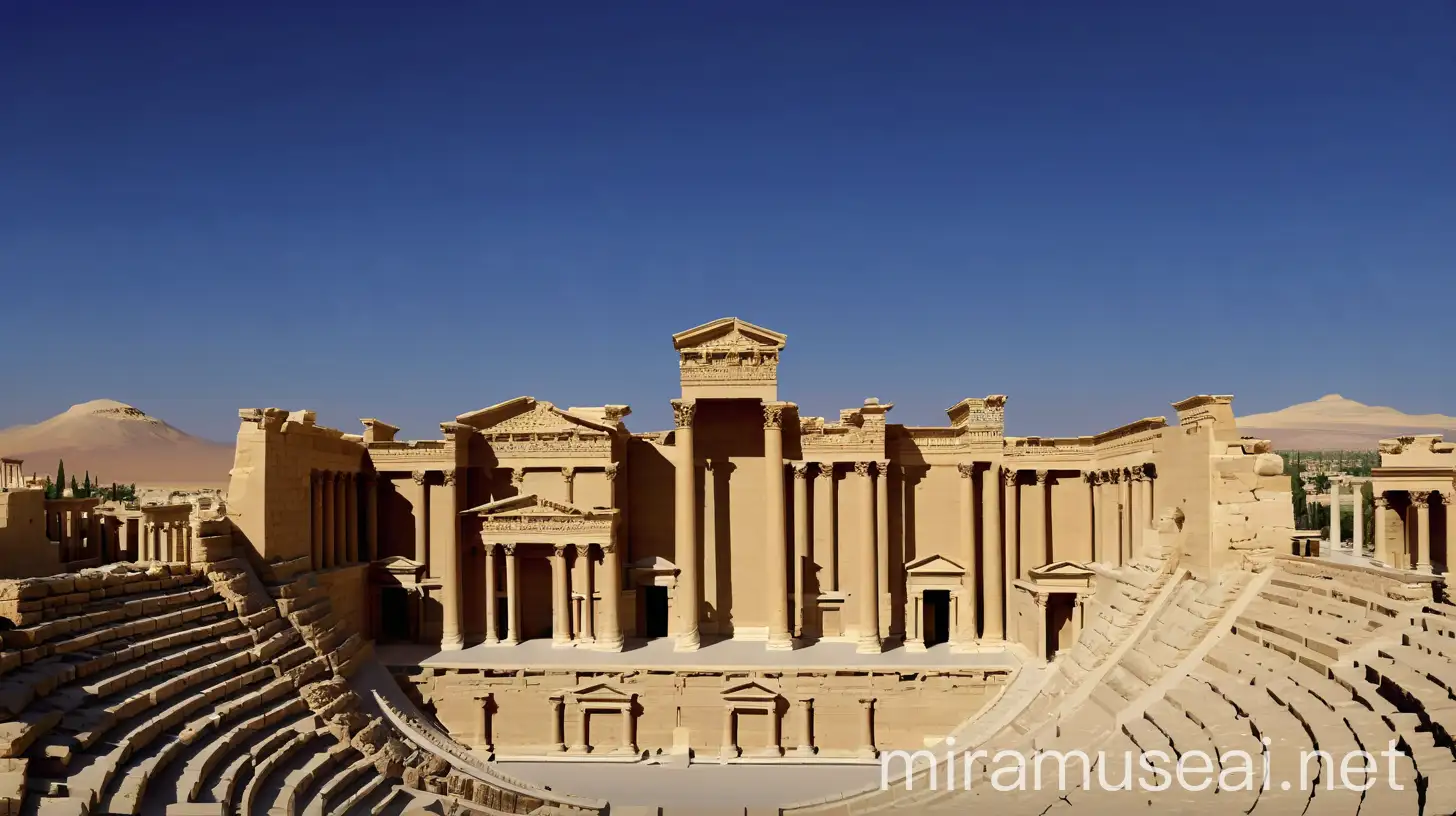 Ancient Palmyra Recreation Original State Theatre and Cityscape Art