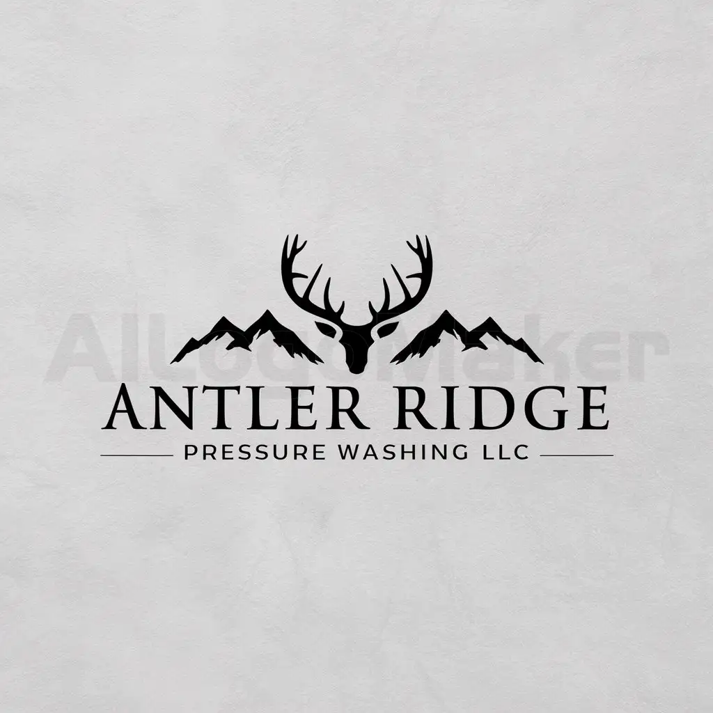 LOGO-Design-For-Antler-Ridge-Pressure-Washing-LLC-Majestic-Deer-Antlers-Over-Mountain-Silhouettes