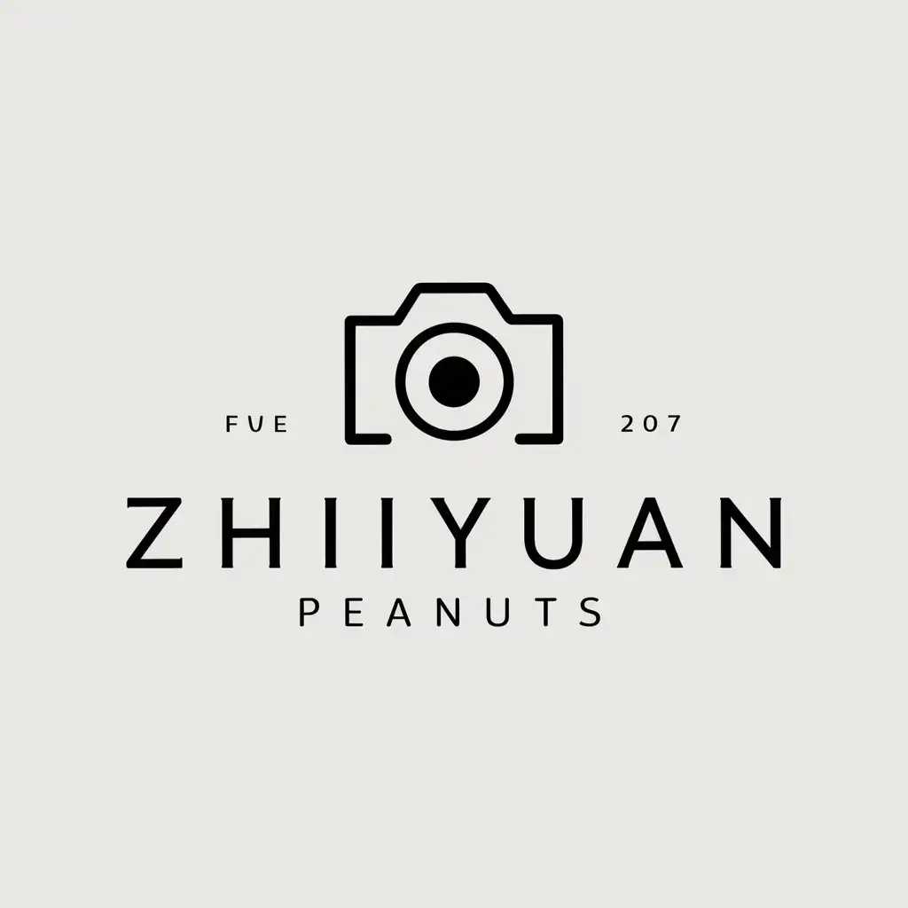 a logo design,with the text "Zhiyuan, peanuts", main symbol:camera,Moderate,be used in photography industry,clear background