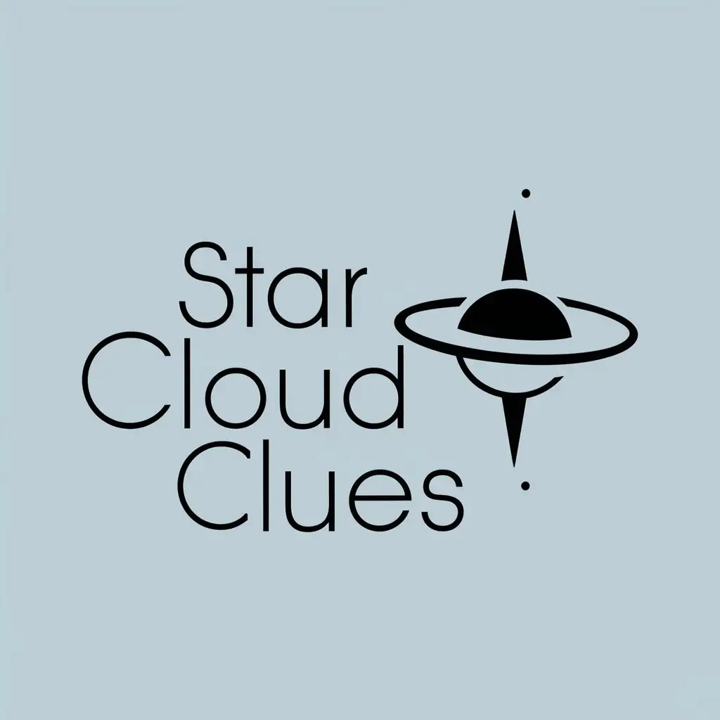 a logo design,with the text "star cloud clues", main symbol:star planet,Moderate,clear background