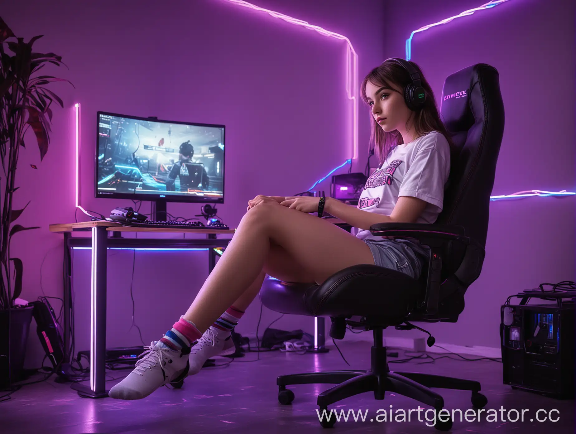 Young-Girl-Gaming-in-NeonLit-Atmosphere