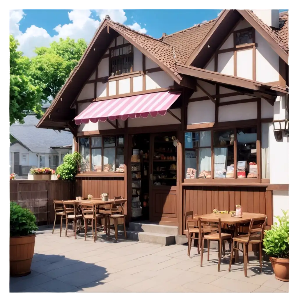 bäckerei shop ganzes haus von außen fantasy anime