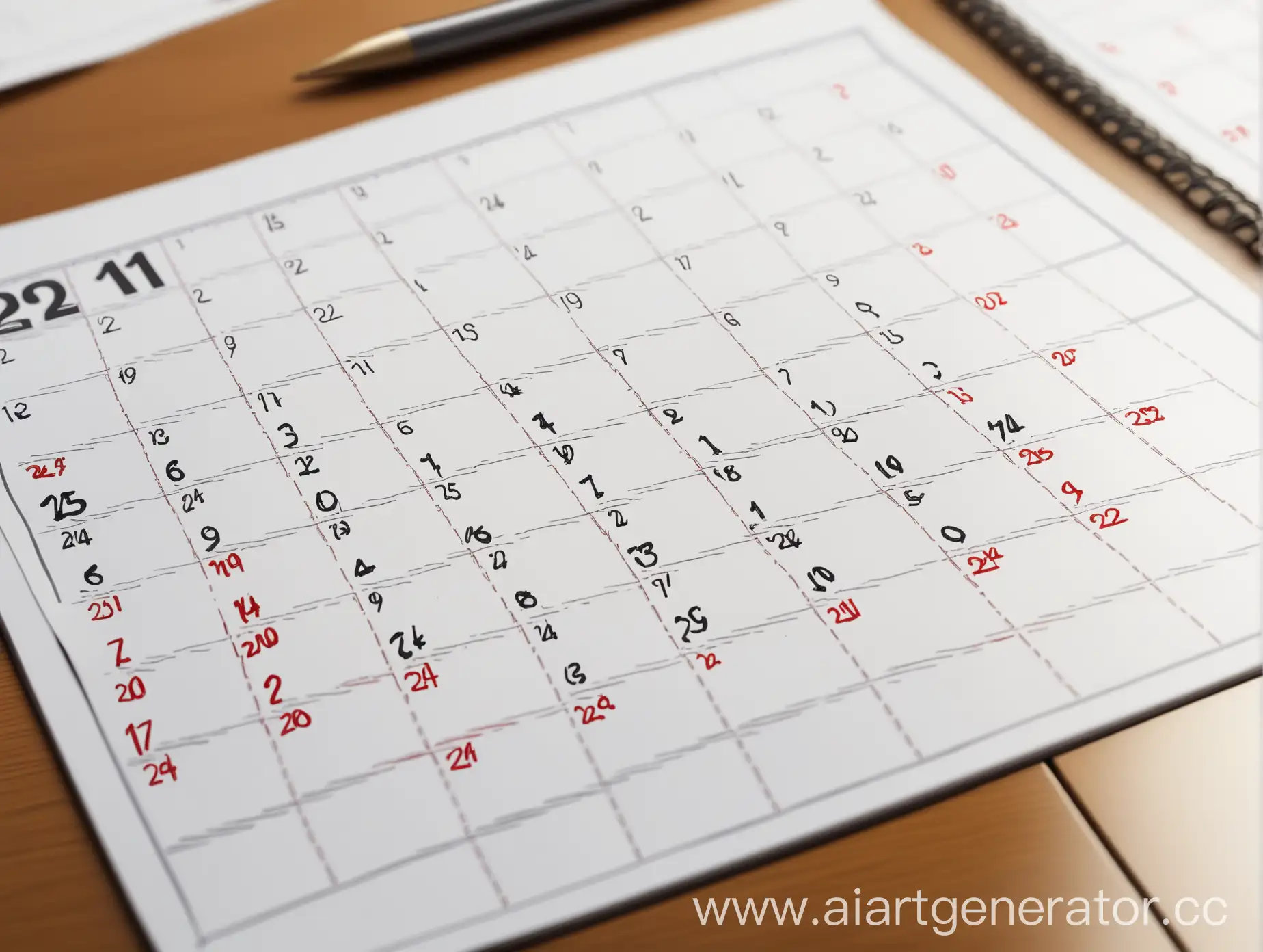 CloseUp-Calendar-on-Table-Detailed-Plan-and-Schedule