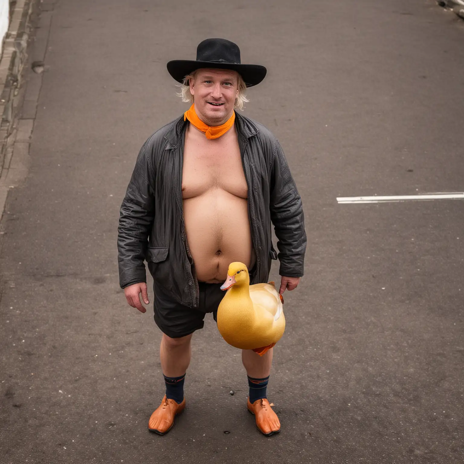 A Dutch man with a duck bottom half