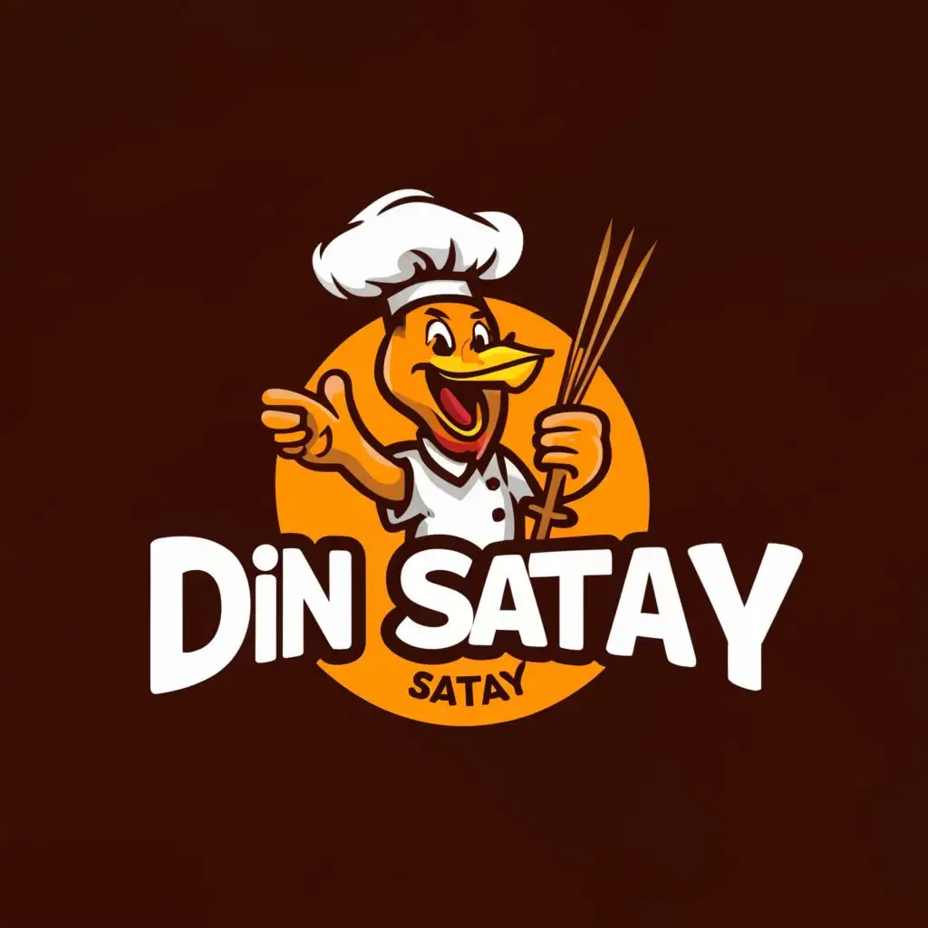 a logo design,with the text "DIN SATAY", main symbol:CHICKEN HOLDING SATAY,Moderate,be used in Restaurant industry,clear background