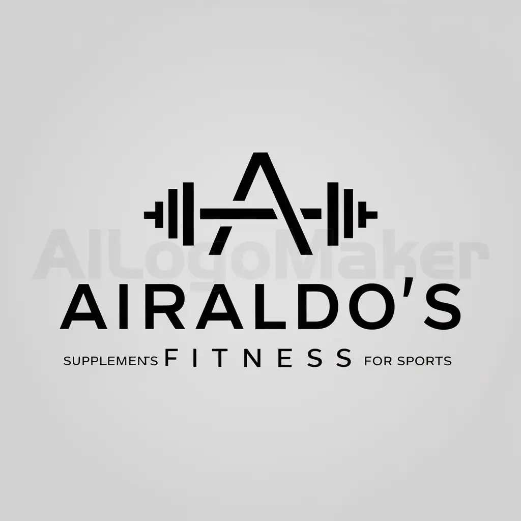 a logo design,with the text "Airaldo's-Fitness", main symbol:supplements for sports,Moderate,clear background