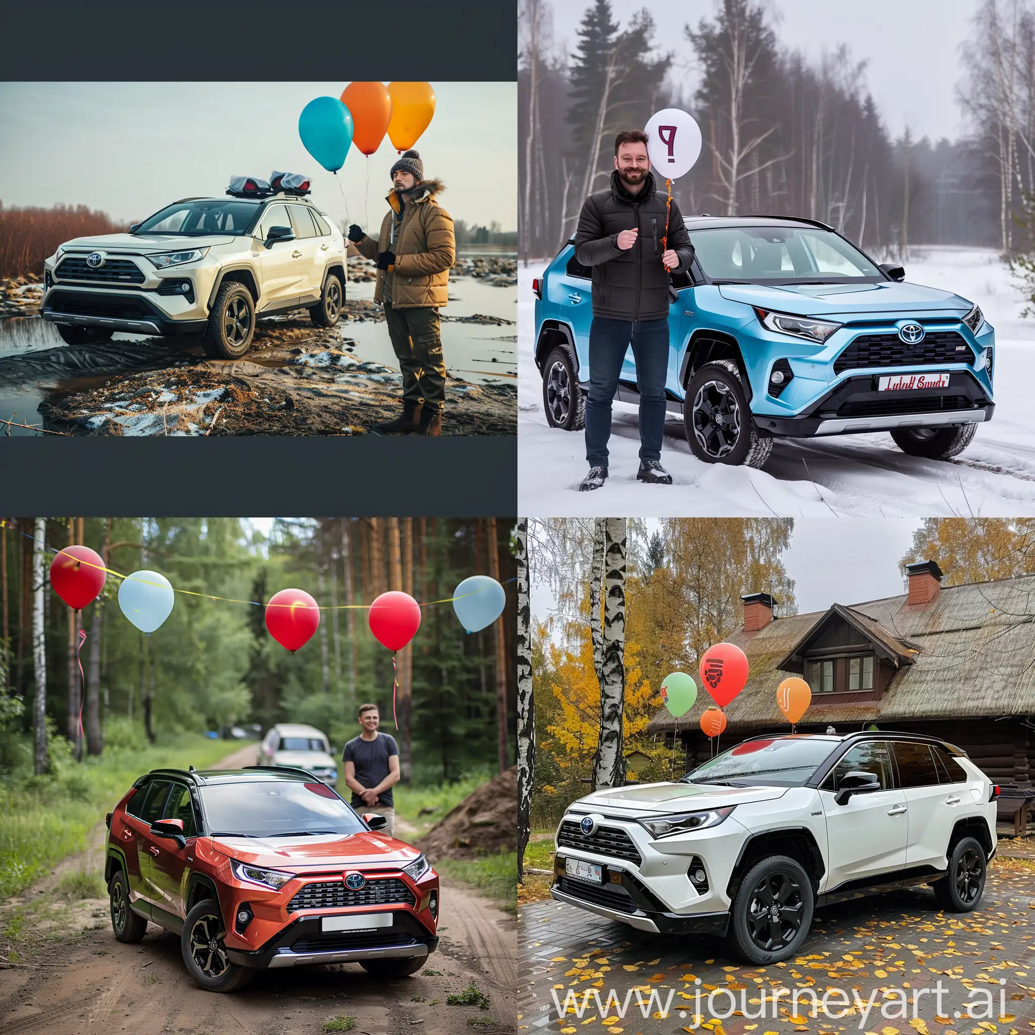 картинка-поздравление с днем рождения для Ильи на фоне машины Toyota Rav4