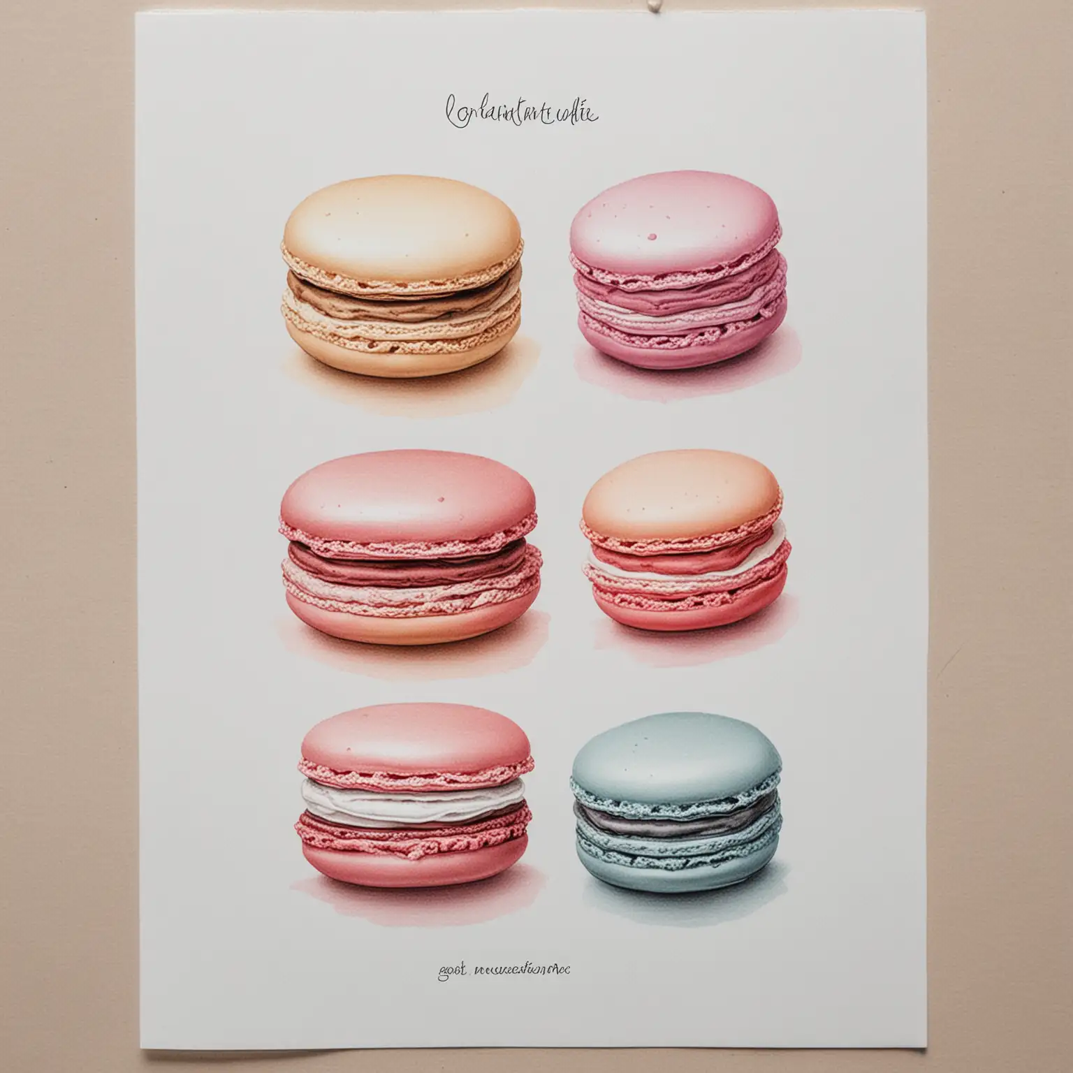 Macaron Line Drawing Template on White A4 Paper
