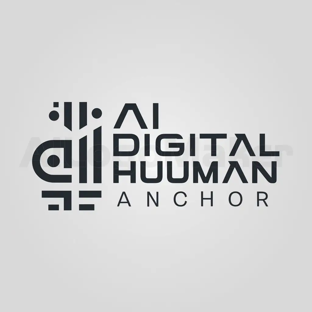 a logo design,with the text "AI digital human anchor", main symbol:AI,Moderate,be used in Technology industry,clear background