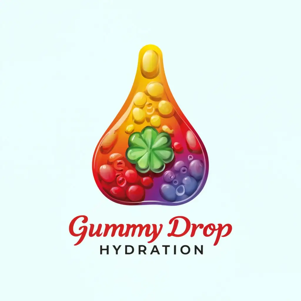 a logo design,with the text "Gummy drop hydration", main symbol:Gummy drop,complex,clear background