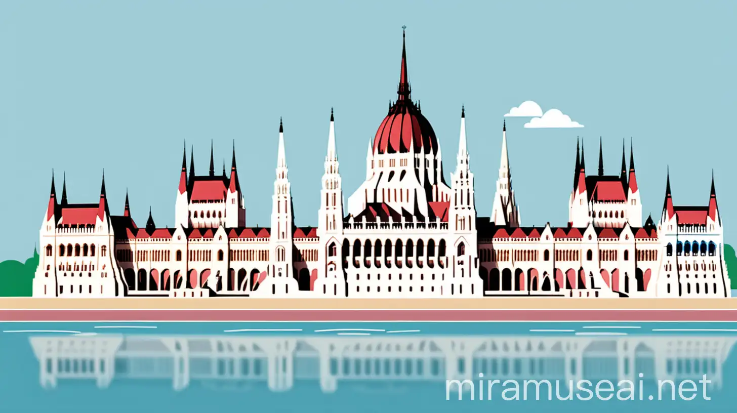 Geometric Illustration of Hungarian Parliament in Budapest