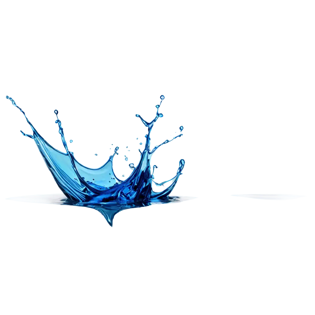 high contrasted, melted blue glass splashing on the surface