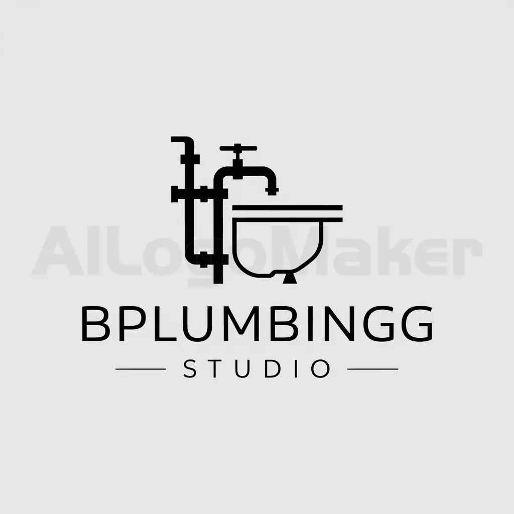 LOGO-Design-For-BplumbingStudio-Minimalistic-Water-Pipes-and-Tap-Fitting-Theme