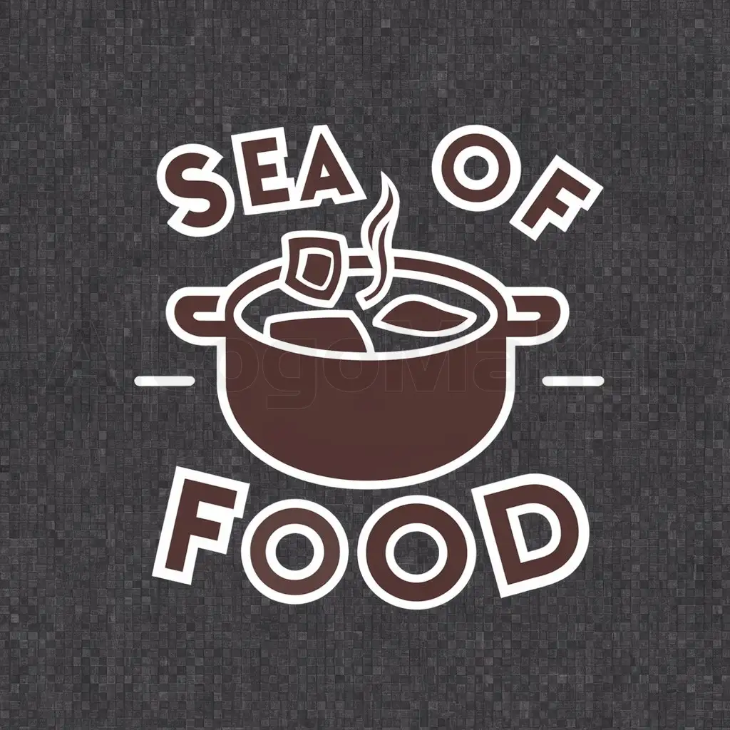 a logo design,with the text "Sea of food .rf", main symbol:Logo. Hot food. Meat. Soup. Transparent background,complex,be used in Restaurant industry,clear background
