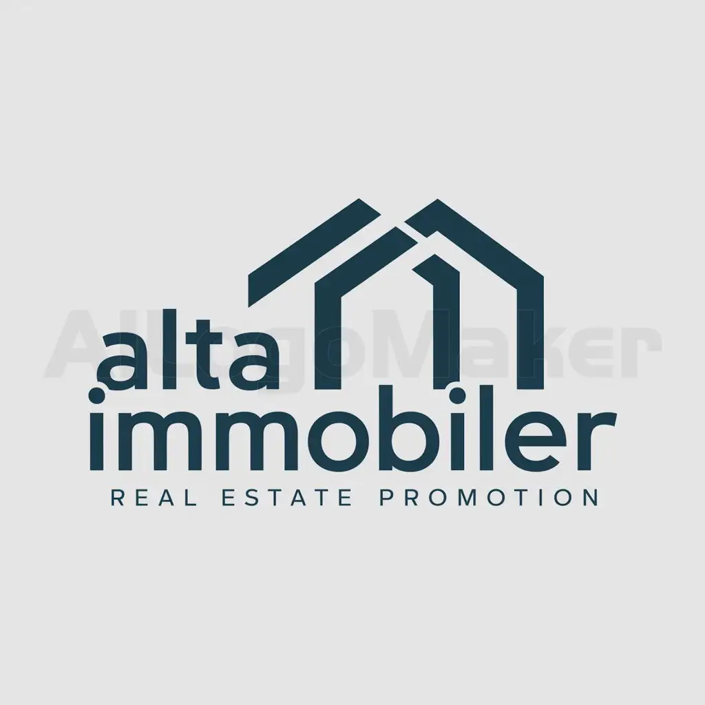a logo design,with the text "ALTA IMMOBILER", main symbol:une enterprise of the promotion immobilier,Moderate,clear background