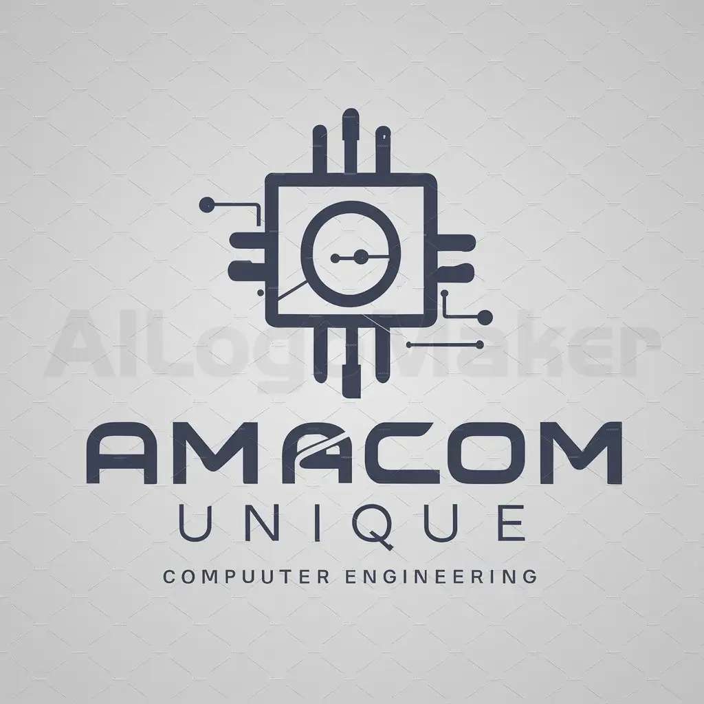 a logo design,with the text "Amacom Unique", main symbol:Make a logo of computer engineering firm,Moderate,be used in Technology industry,clear background