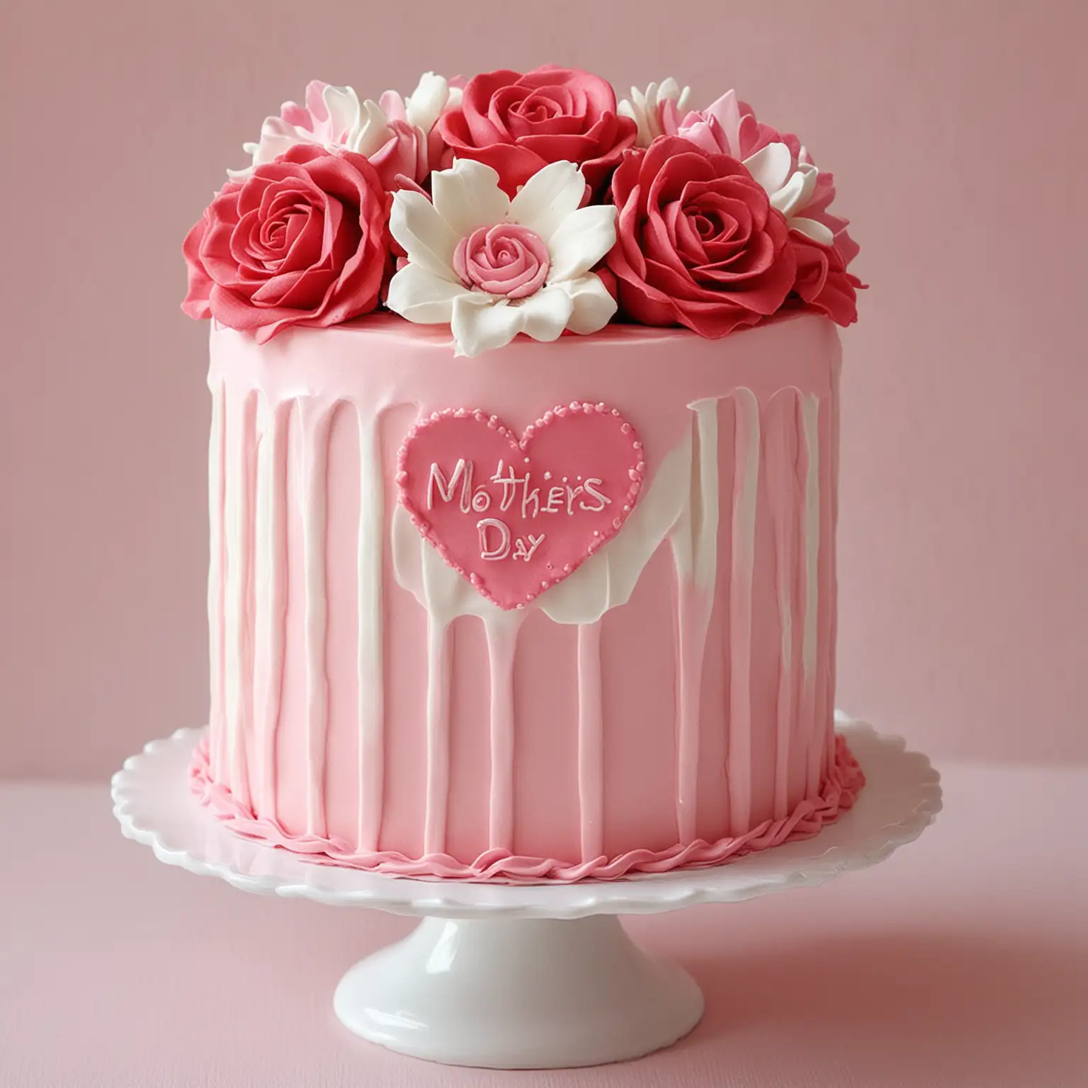 Adorable Mothers Day Cake Ideas in Red White and Pink Theme