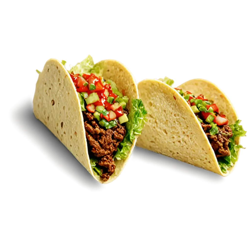Tacos filled with beef, cheese, lettuce, and salsa