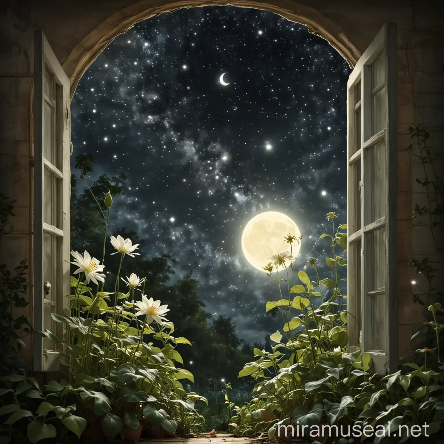 Magical Moonbeams Journey Moonflower Garden and Alexs Room Illustrations