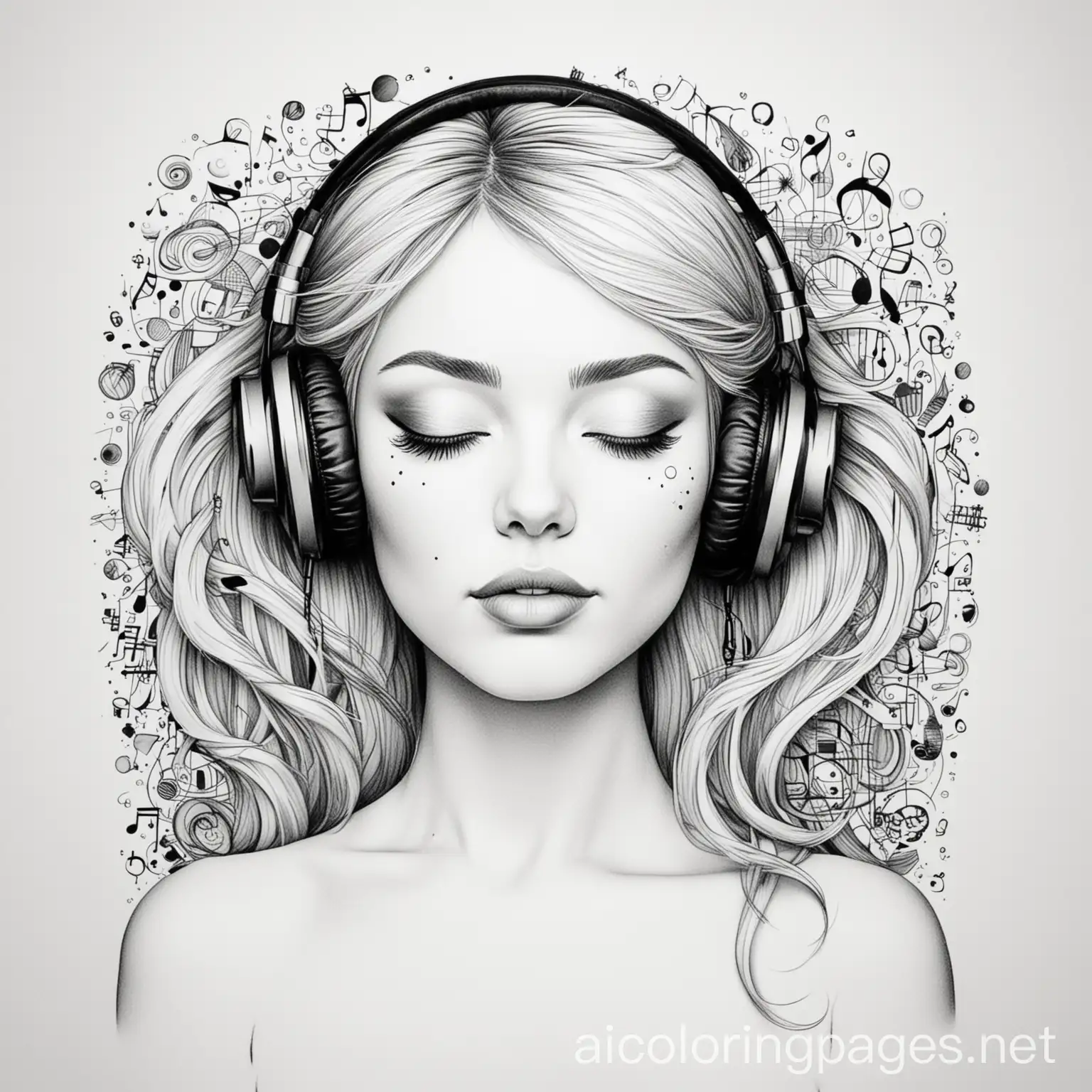 Soothing-Music-Coloring-Page-Relaxing-Black-and-White-Line-Art-on-White-Background