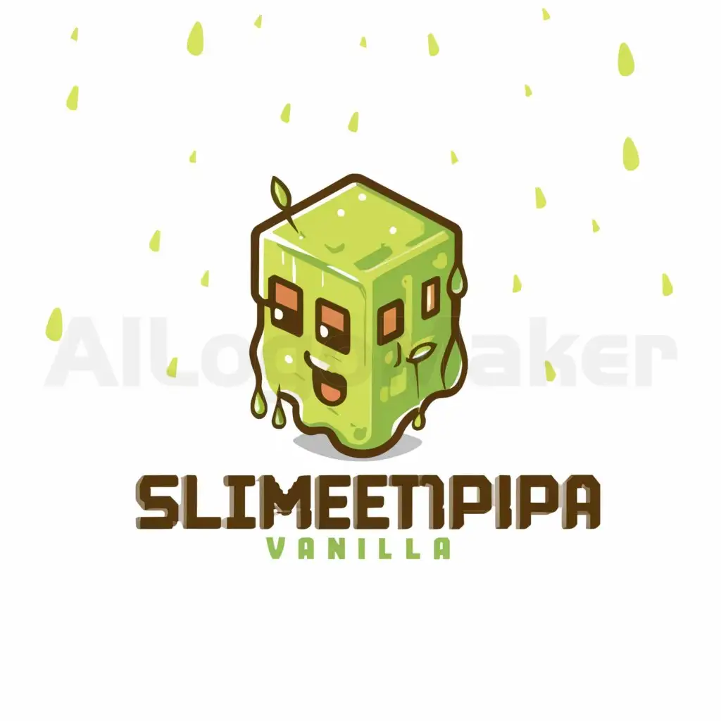 a logo design,with the text "Slimetopia Vanilla", main symbol:slime from Minecraft,Moderate,be used in Internet industry,clear background