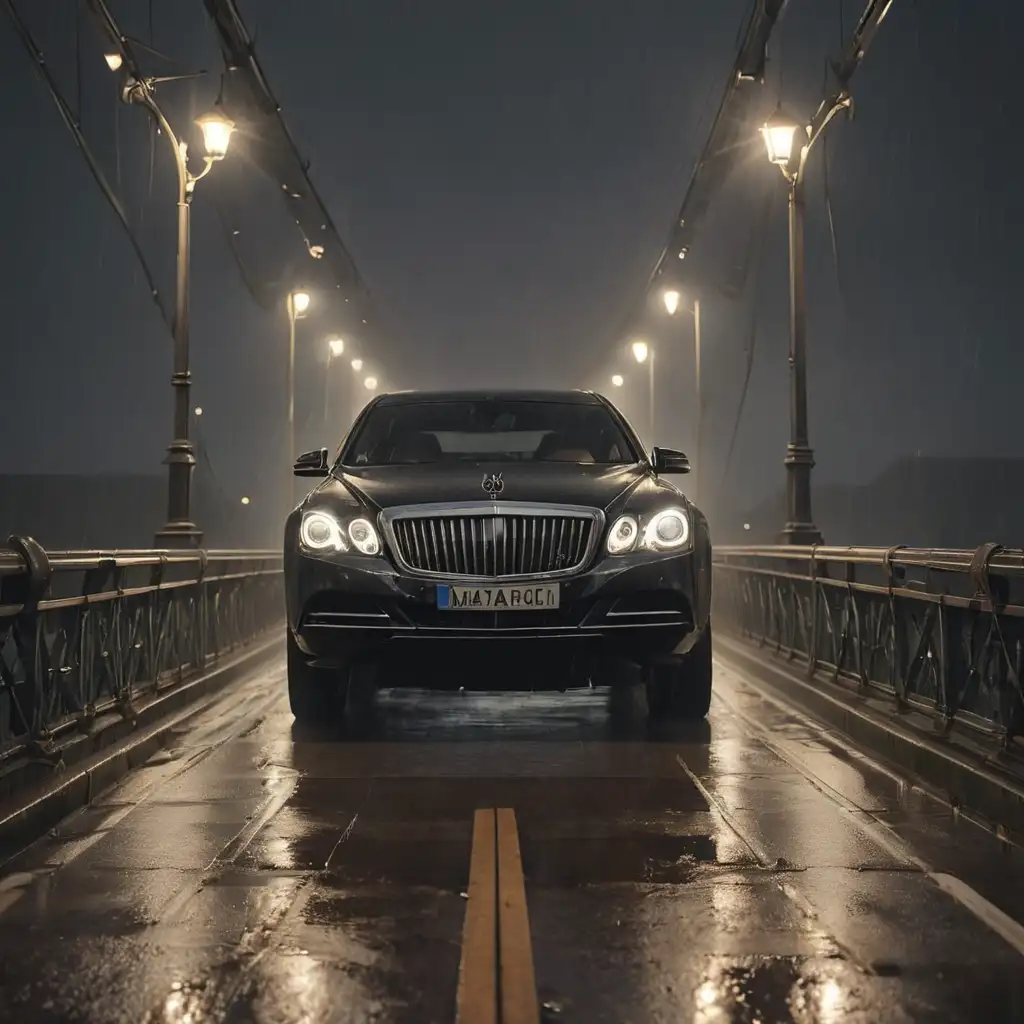 Luxury-Car-Maybach-Speeding-on-Rainy-Night-Bridge