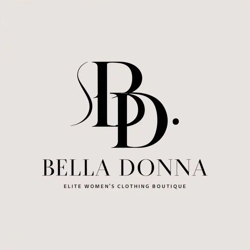 Логотип с названием BELLA DONNA , логотип должен отображать то что о н относится к бутику элитной женской одежды


