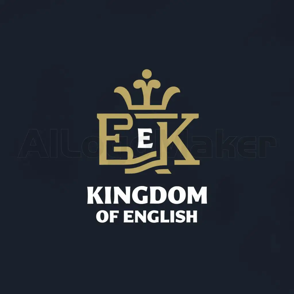 a logo design,with the text "Kingdom Of English", main symbol:A kingdom or a symbol of a kingdom,complex,be used in Education industry,clear background