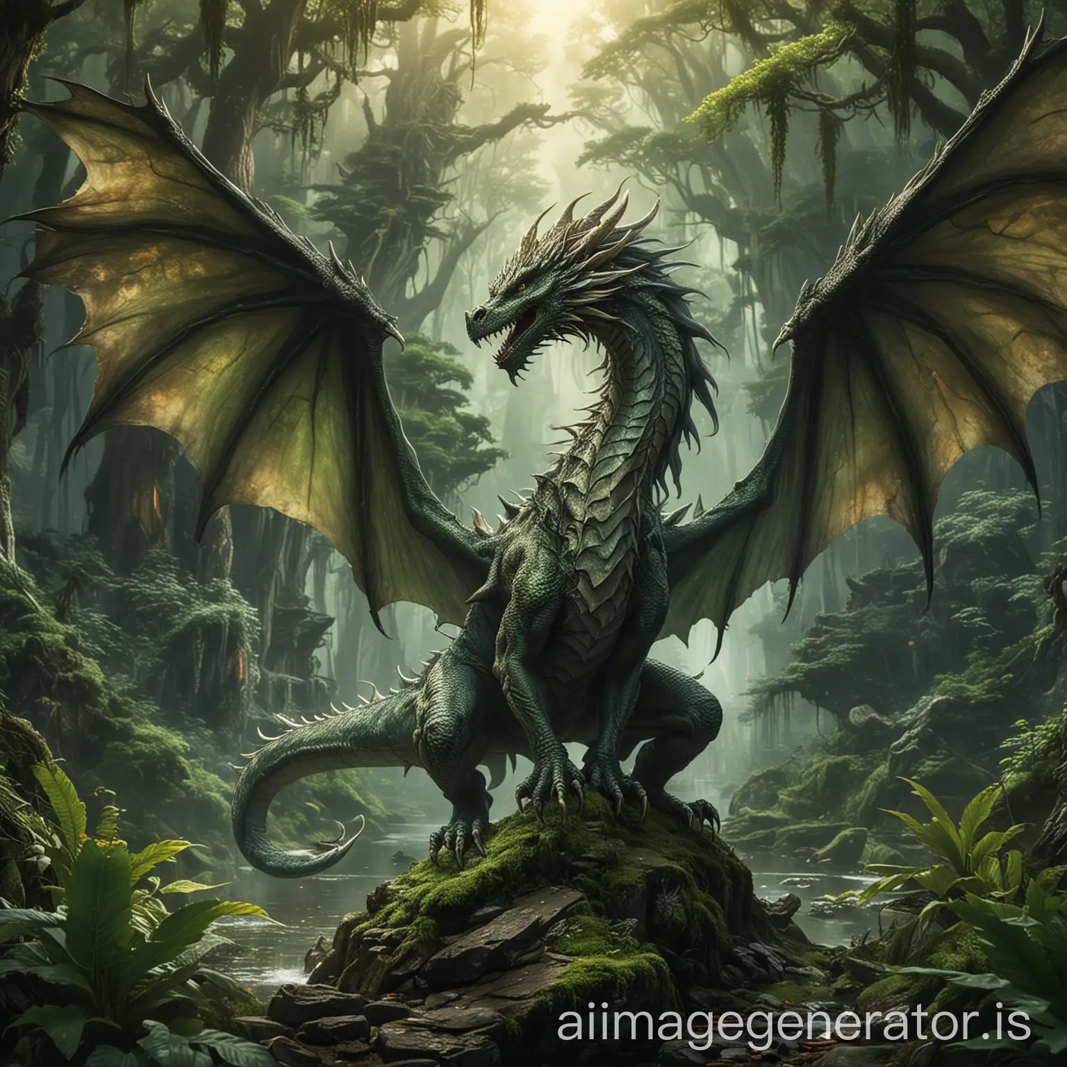Majestic-Nature-Dragon-with-One-Tail-and-Two-Wings
