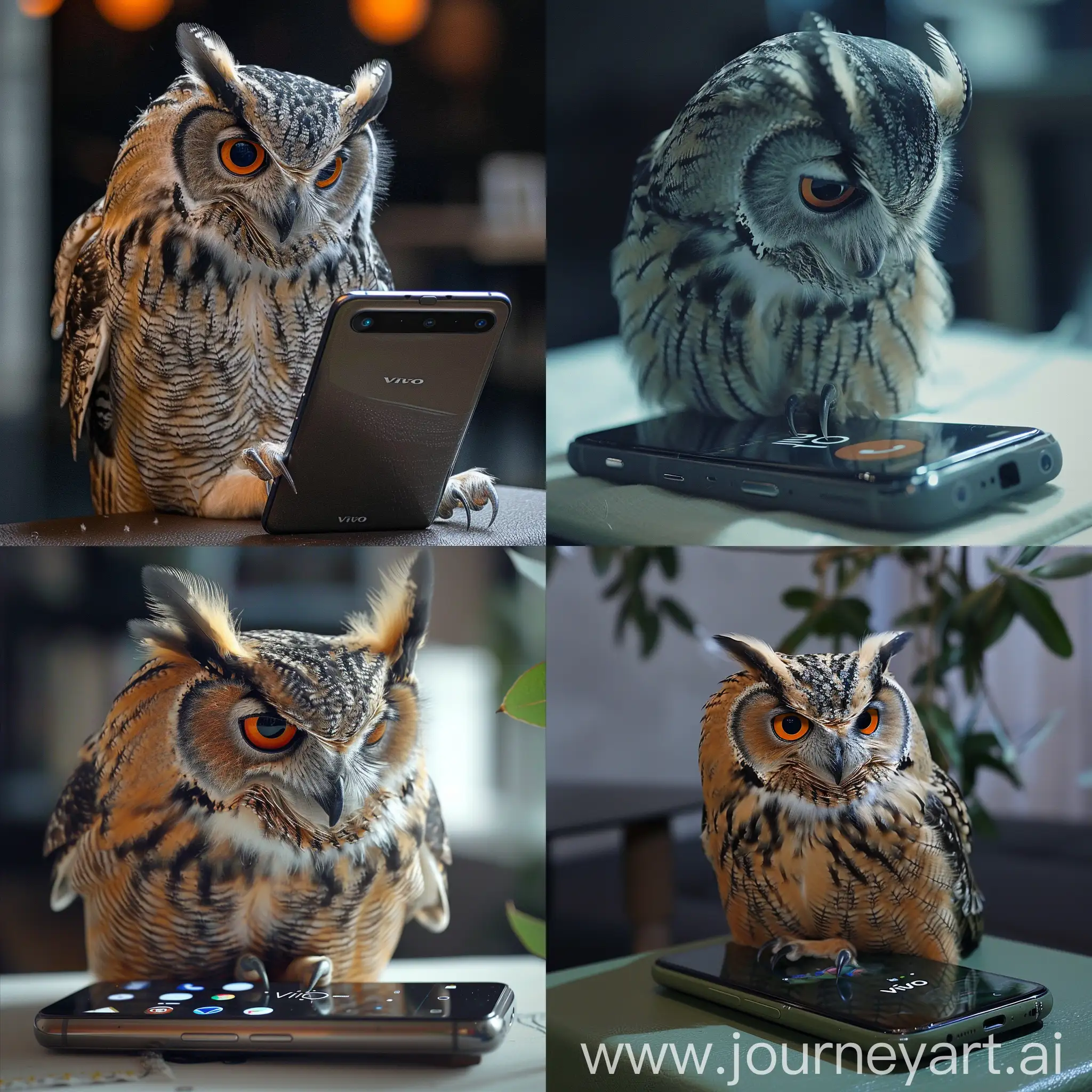 SmartphoneObsessed-Owl-Playful-Bird-Engaged-with-Vivo-Device