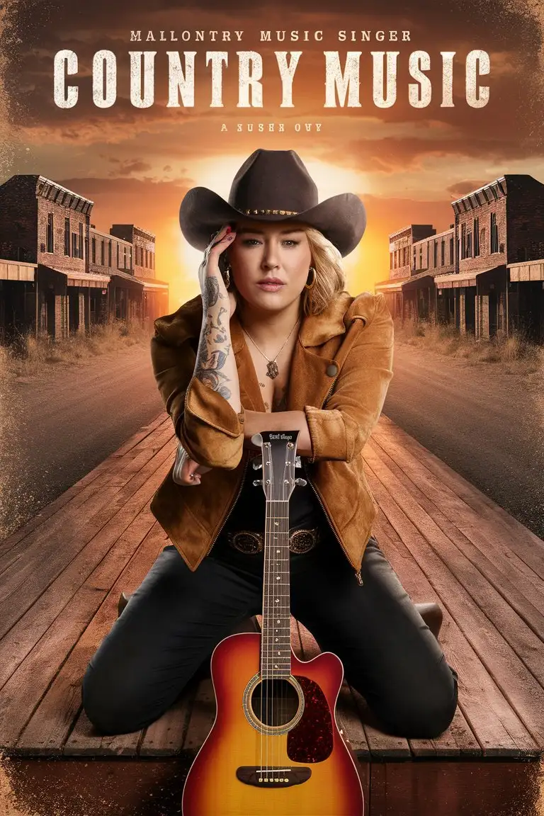 Realistic Country Music Singer Poster in Warm Tones