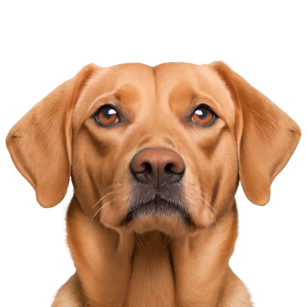 a tan dog staring at the front with its front face with symmetrical face