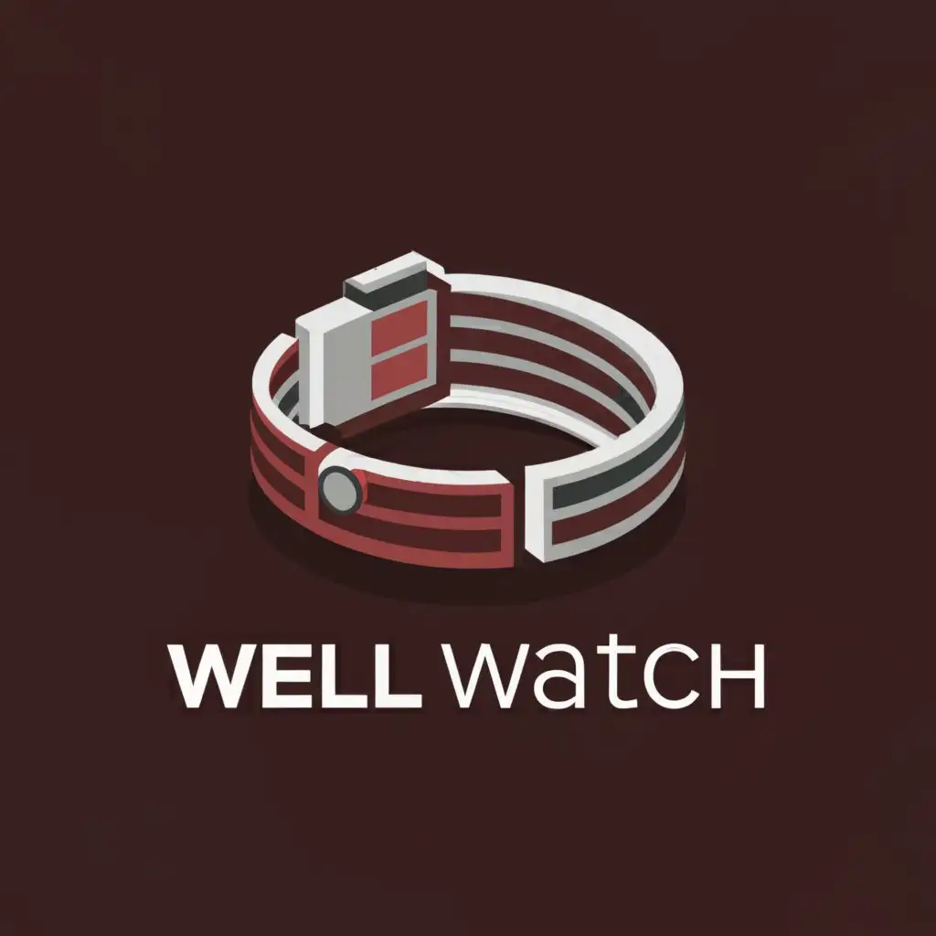 a logo design,with the text "WELL WATCH", main symbol:logo for Fitness Bracelet in 3d with an integer chip that works with artificial intelligence for health with effects on the name well watch with this color palette #E73725 #E1E1E1 #010000 #FFFFFF,Moderate,be used in Others industry,clear background
