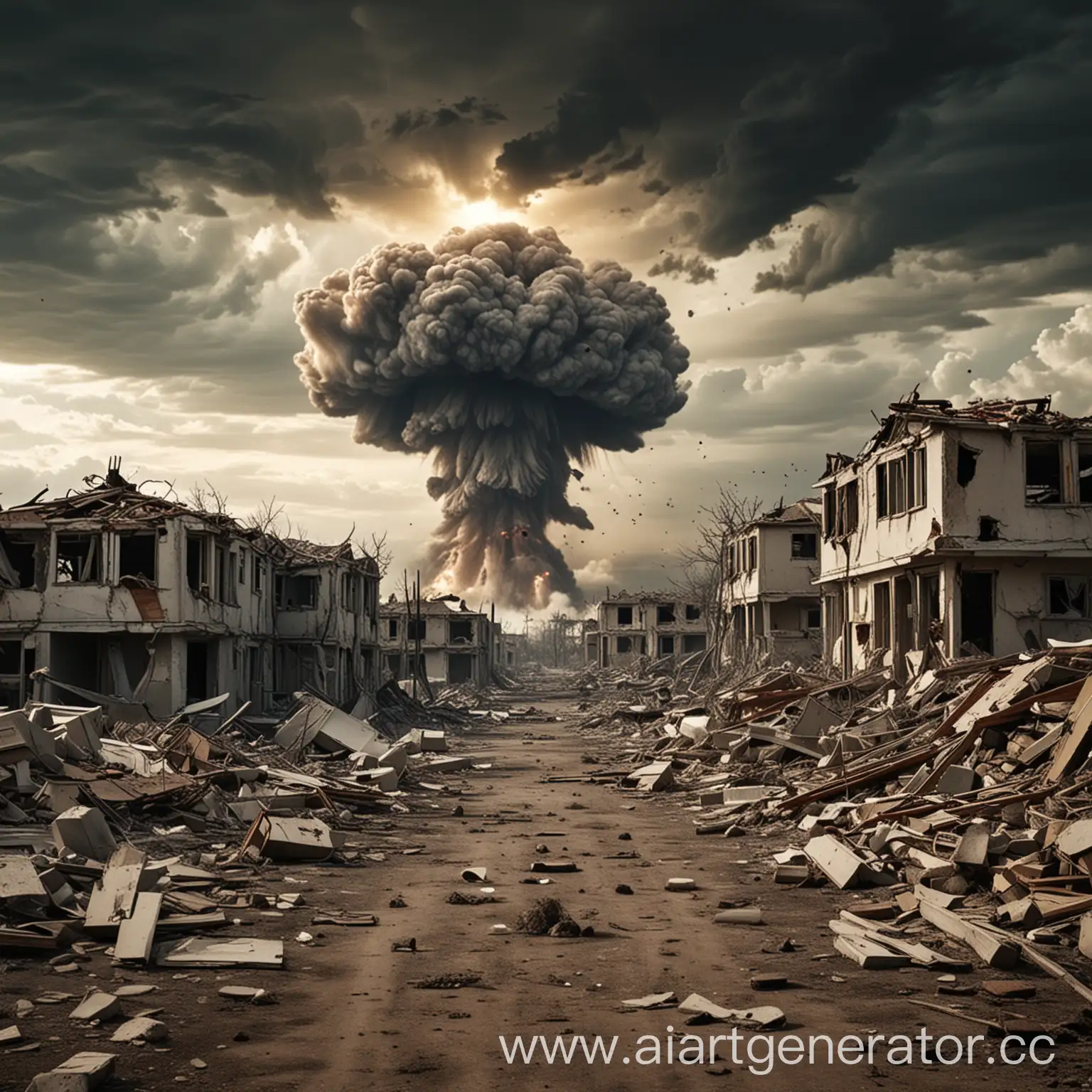 ядерная война, разрушенные дома, апокалипсис
