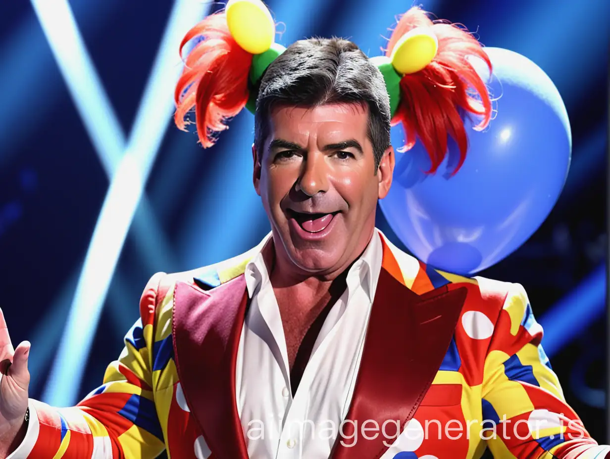 Simon-Cowell-Dressed-as-Clown-at-the-Circus