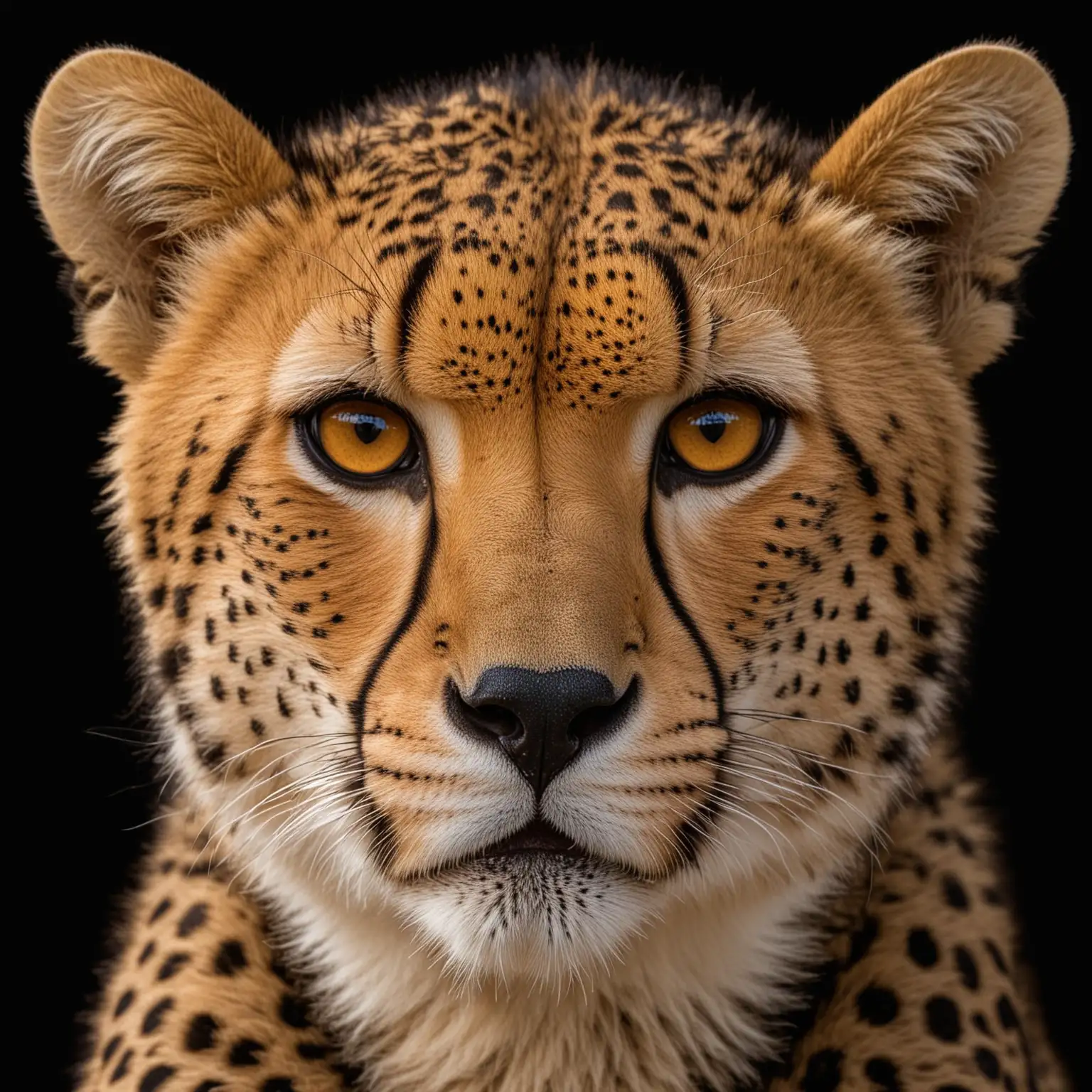 CloseUp Portrait of a Cheetah on Black Background