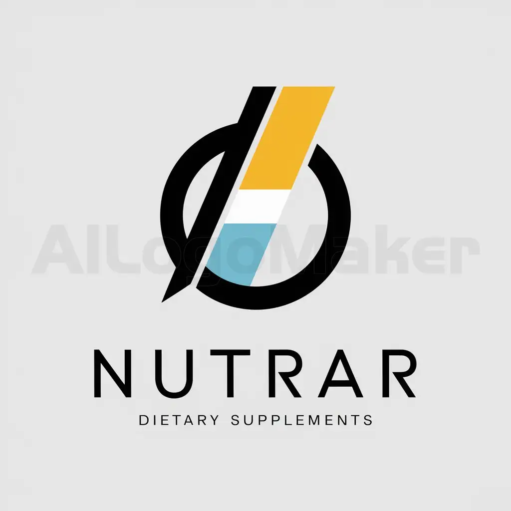 a logo design,with the text "NUTRAR", main symbol:A black circle with the Argentine flag crossing it from above so that the flag slightly protrudes,Minimalistic,be used in dietary supplements industry,clear background
