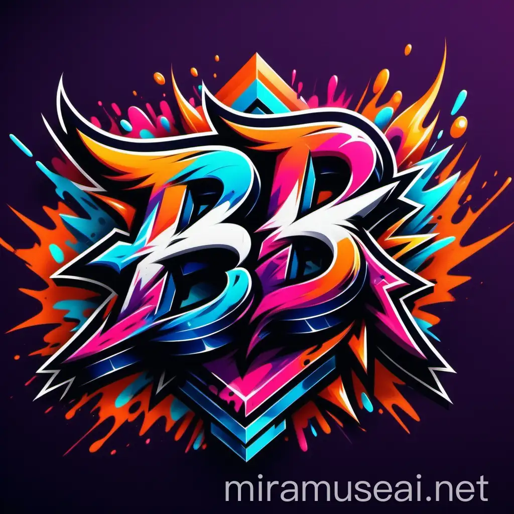 BB logo, esports logo, graffiti, vibrant, solid background
