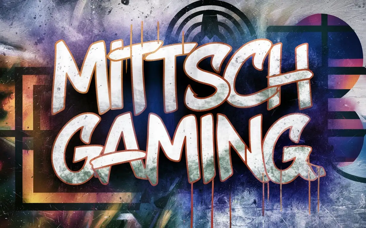 text: "mittsch gaming". in einem graffiti style
