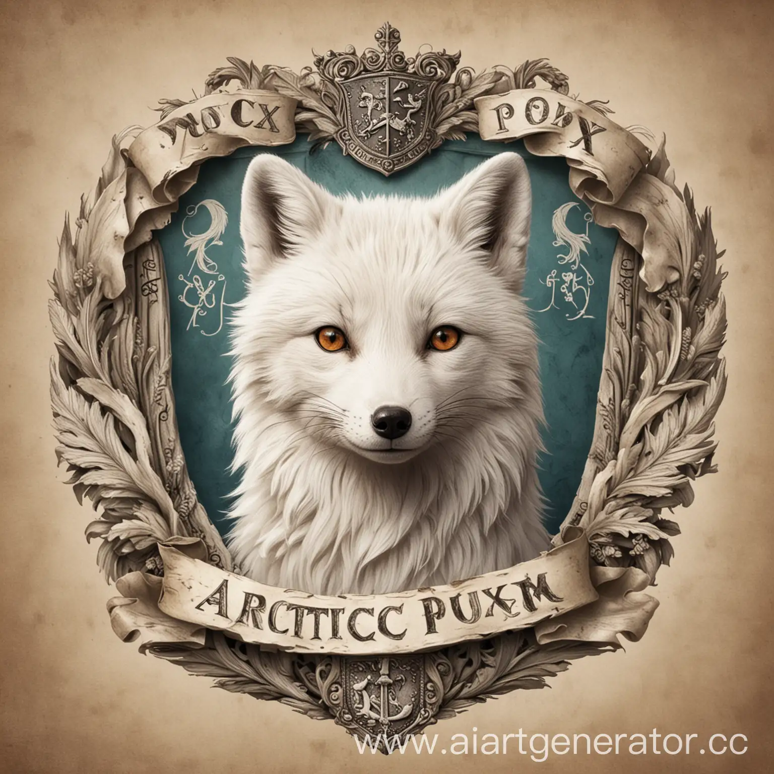 Arctic-Fox-Family-Crest-with-Latin-Motto-Vulpes-Pilum-Mutat-Non-Mores