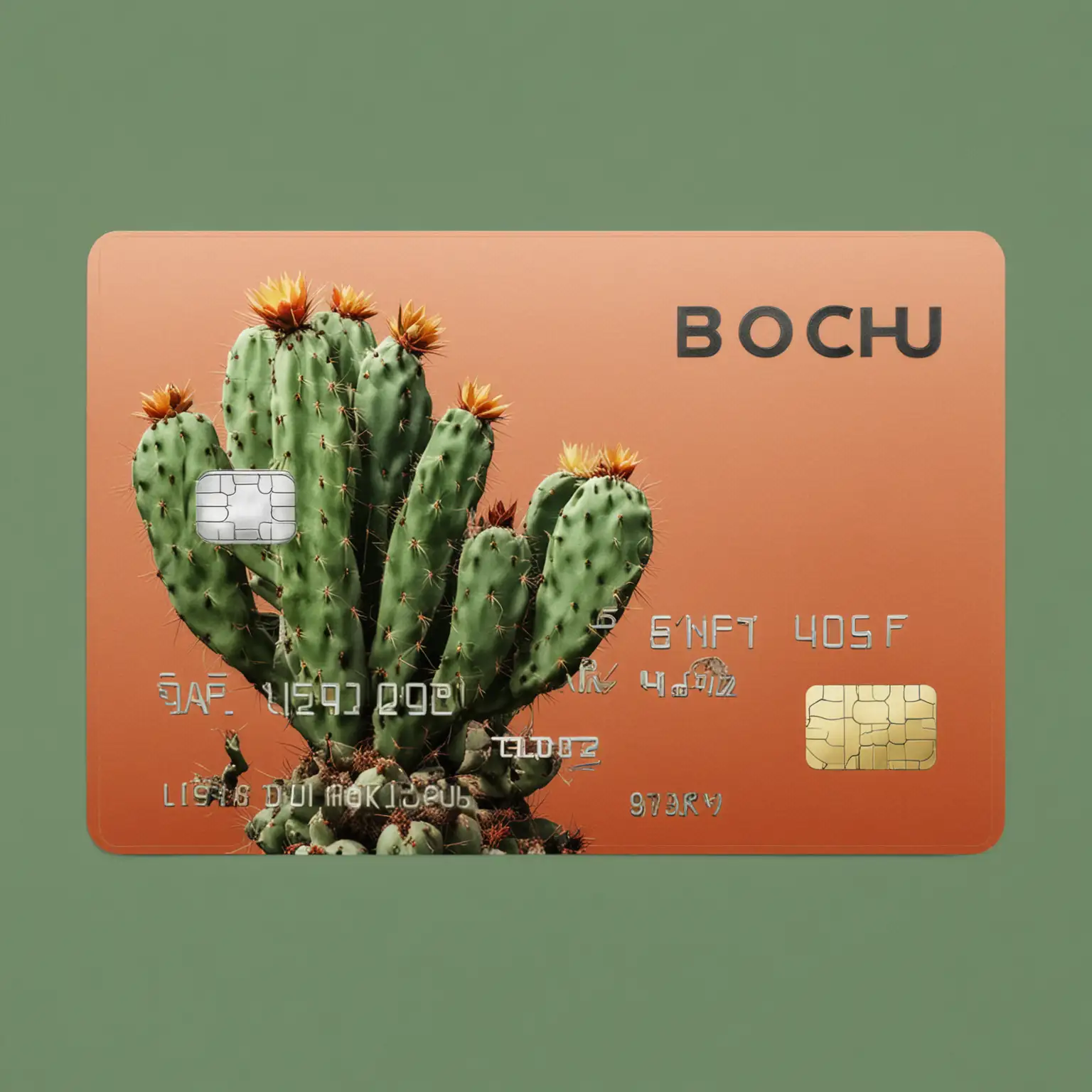 банкова карта с изображение кактус и цифров код с 'BOCHU NFT'