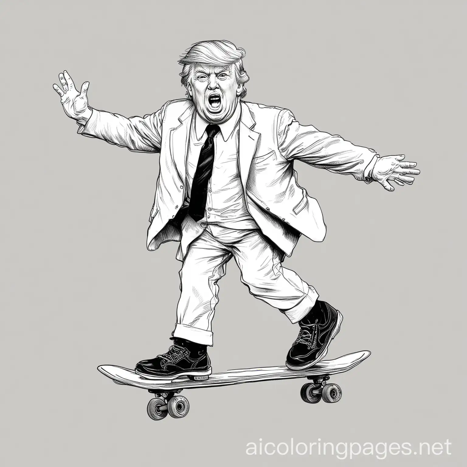 Donald-Trump-Skateboarding-Coloring-Page